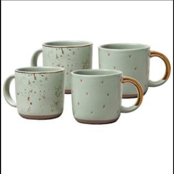 Hearth & Hand Other - Magnolia Homes 4 Sage Green and Gold Coffee Mugs
